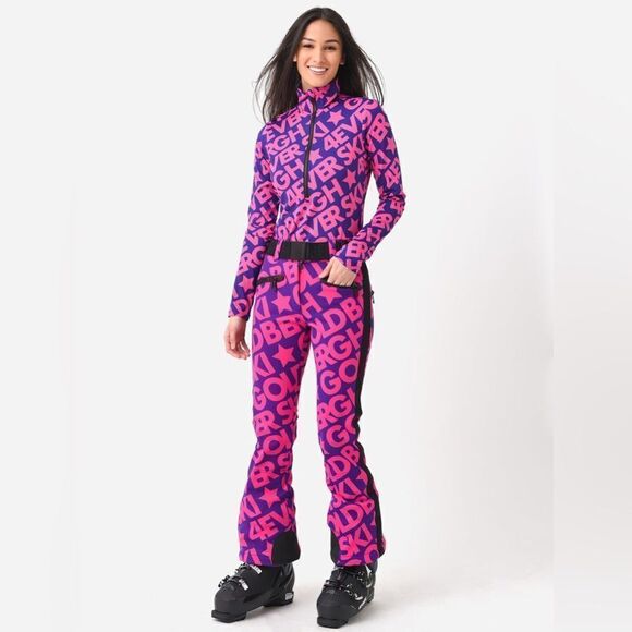 Goldbergh Pippa Skistar Belted Ski Pants Pink Purple NWT US 4 Waterproof - Picture 4 of 13